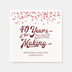 Anniversary 40 YEARS IN THE MAKING Ruby Confetti Napkin