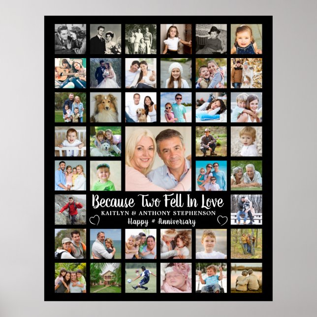 Anniversary 41 Photo Collage Custom Text and Colou Poster (Front)