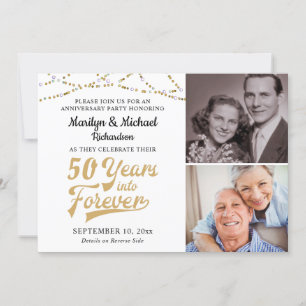 Anniversary 50 YEARS INTO FOREVER Gold Retro Invitation