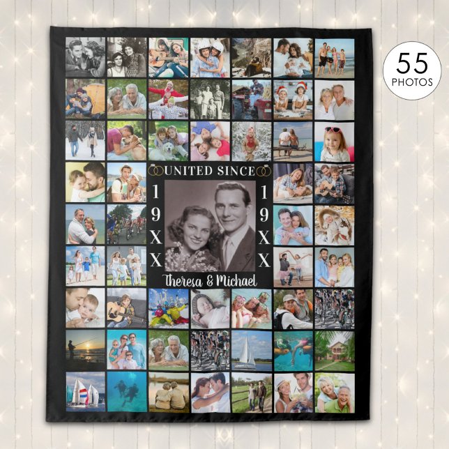 Anniversary 55 Photo Collage Memories Backdrop Tapestry (Creator Uploaded)