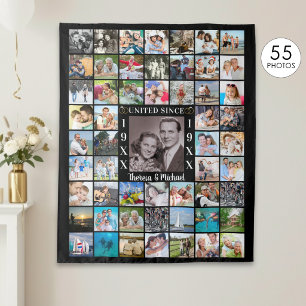 Anniversary 55 Photo Collage Memories Backdrop Tapestry