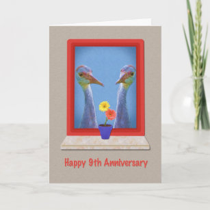 Anniversary, 9th, Two Sandhill Cranes Card