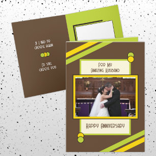 Anniversary amazing husband brown green photo card