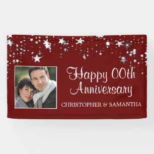 Anniversary ANY Year Burgundy Photo Banner