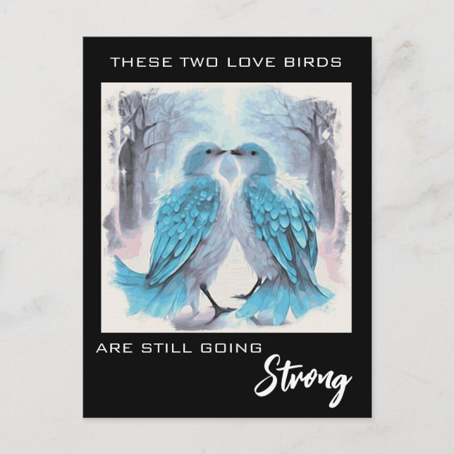 *~* Anniversary Artsy Love Birds Winter AP54  Postcard (Front)