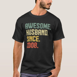 Anniversary Awesome Husband Since 2008 Retro T-Shirt
