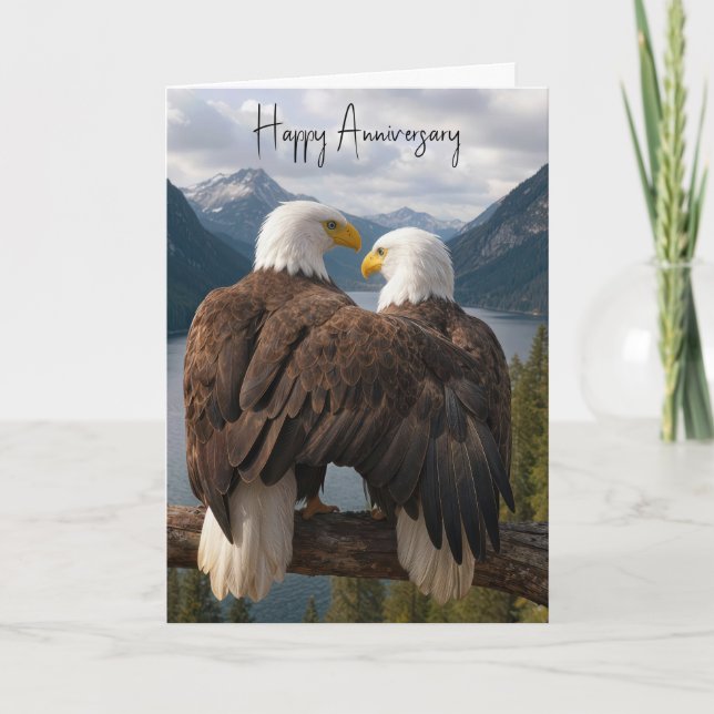 Anniversary Bald Eagles on a Branch Card (Front)