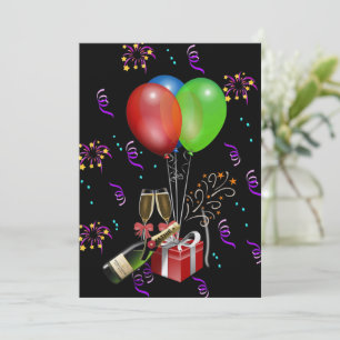 Anniversary Balloons Bottle Bucket Celebration Invitation