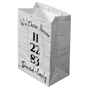 Anniversary Birch Tree Wedding Date   Medium Gift Bag
