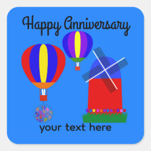 Anniversary Bunny Hot Air Balloon #1 Stickers