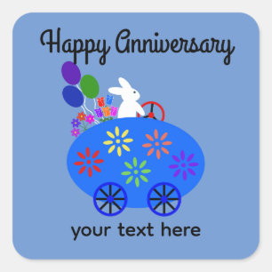 Anniversary Bunny Riding Egg Car #2 Stickers