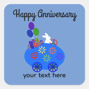 Anniversary Bunny Riding Egg Car #3 Stickers