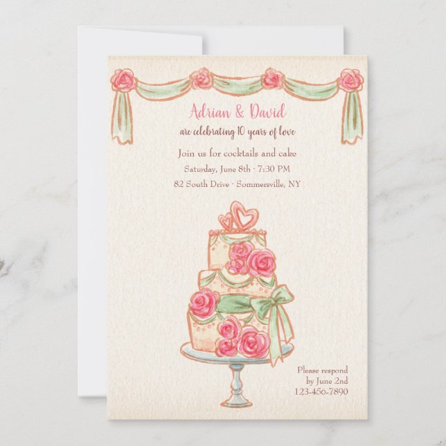 Anniversary Cake Invitation (Front)