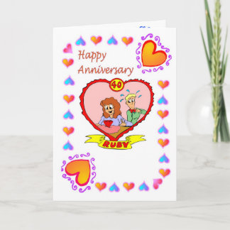 Anniversary card 40th Ruby