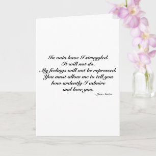 Anniversary Card, Romantic Jane Austen Quote Card