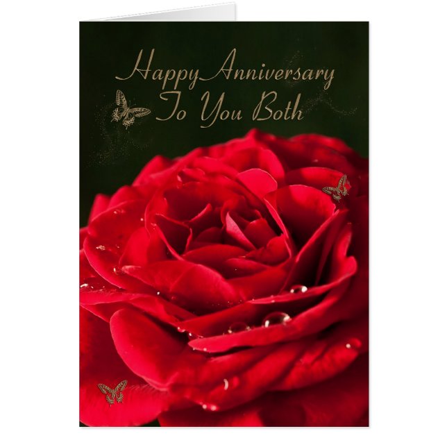 Anniversary card to you both, a classic red rose (Front)