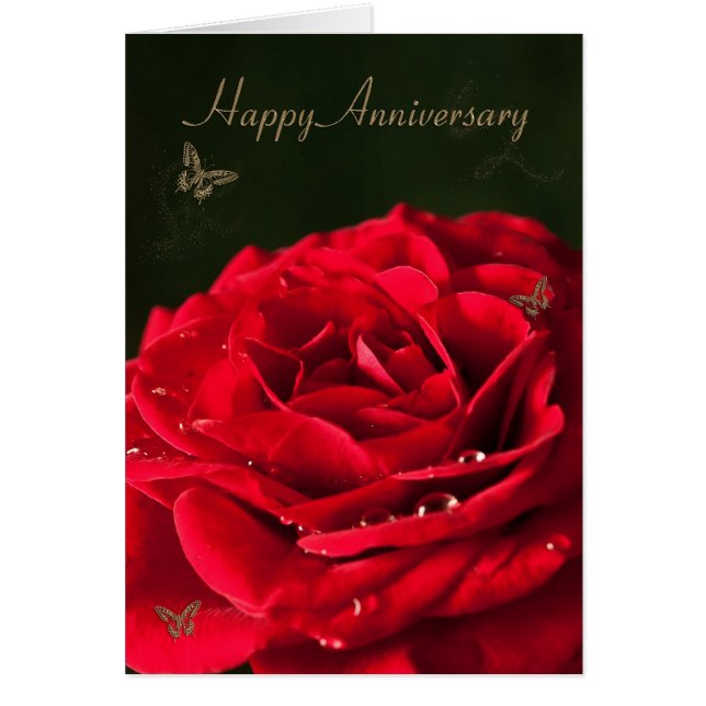Anniversary card with a classic red rose (Front)