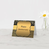 Anniversary Card with Black Gold Glitter Sparkly