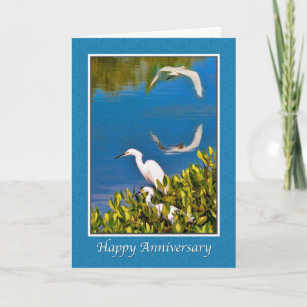 Anniversary Card with Egret Birds