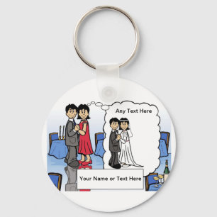 Anniversary Cartoon by PrintedPerfection.com Key Ring