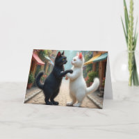 Anniversary Cats Dancing On Cobblestone Street