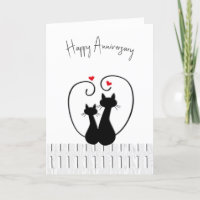 Anniversary Cats With Hearts On Fence