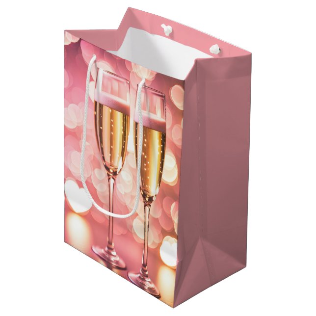 Anniversary Champagne Flutes Medium Gift Bag (Front Angled)