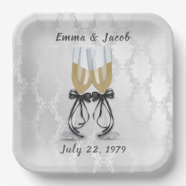 Anniversary Champagne Toast   Paper Plate (Front)
