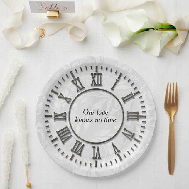 Anniversary Clock with No Hands Paper Plate (Wedding)