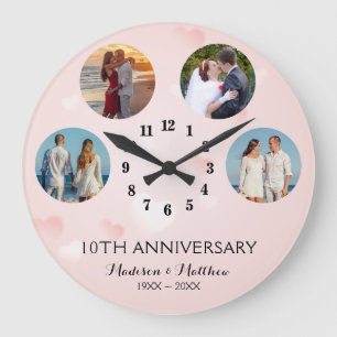 Anniversary Collage Photo Large Clock