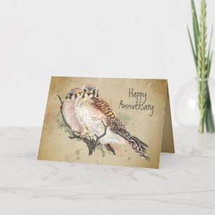 Anniversary Couple Kestrel Falcon Wildlife Bird Card