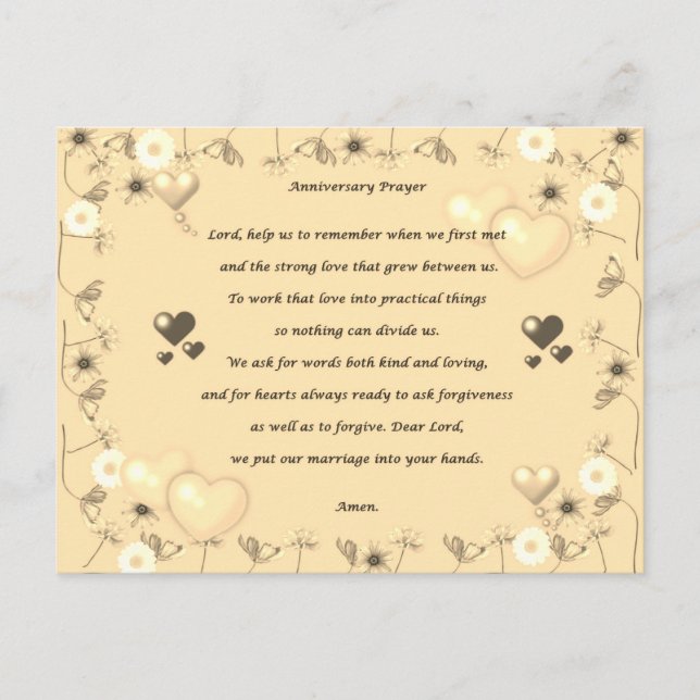 Anniversary Couple Prayer Postcard (Front)