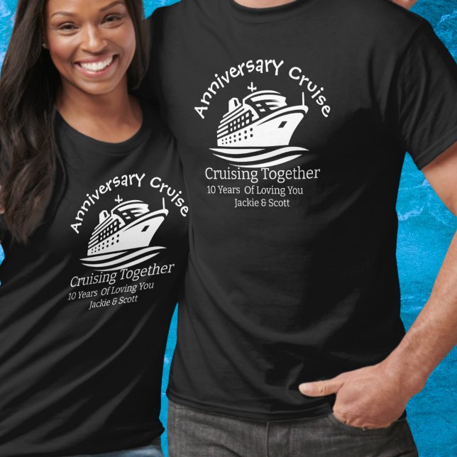   Anniversary Cruise Black Personalise T-Shirt (Personalize )