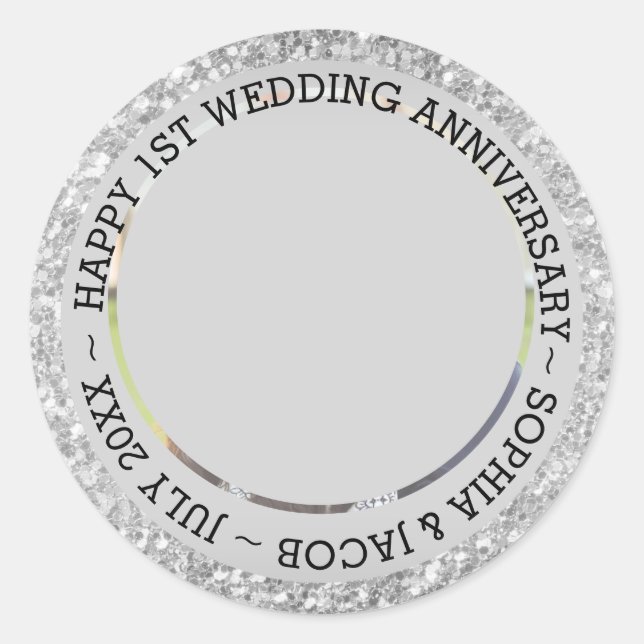 Anniversary Custom Photo Classic Round Sticker (Front)