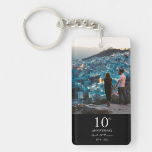 Anniversary custom photo wedding chic black white key ring
