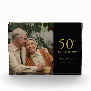 Anniversary custom photo wedding modern black gold block