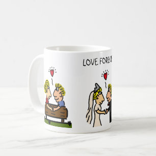 Anniversary Cute Couple 🎉 Aging Together Cartoon Coffee Mug