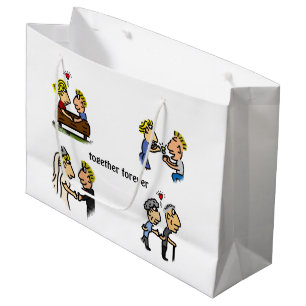 Anniversary Cute Couple 🎉 Aging Together Cartoon Large Gift Bag