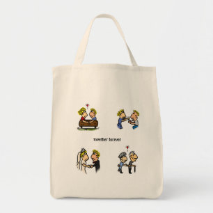 Anniversary Cute Couple 🎉 Aging Together Cartoon Tote Bag