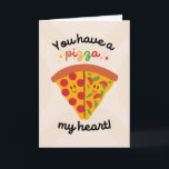 Anniversary Cute Pizza Illustration  Card<br><div class="desc">Share your love with our delightful anniversary illustration featuring two pizzas forming a heart shape and the playful message,  "You Have a Pizza My Heart." This unique artwork is perfect for expressing your love and affection.</div>