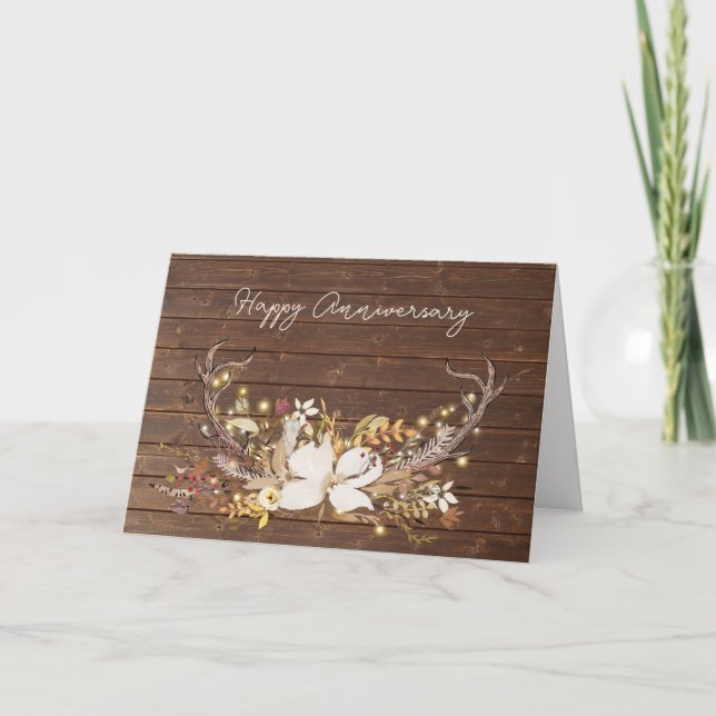 Anniversary Deer Antler Bouquet Card (Front)
