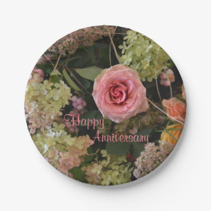 Anniversary Floral Bouquet Paper Plate