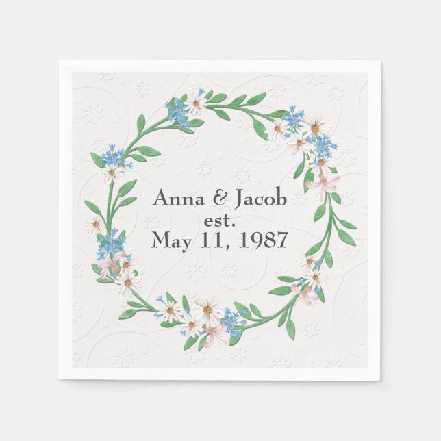 Anniversary Flower Wreath Napkins (Front)