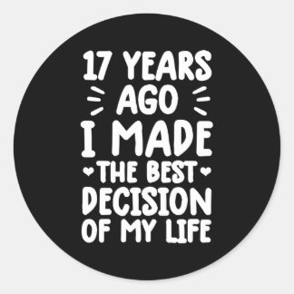 Anniversary For Married 17 Years Marriage Classic Round Sticker