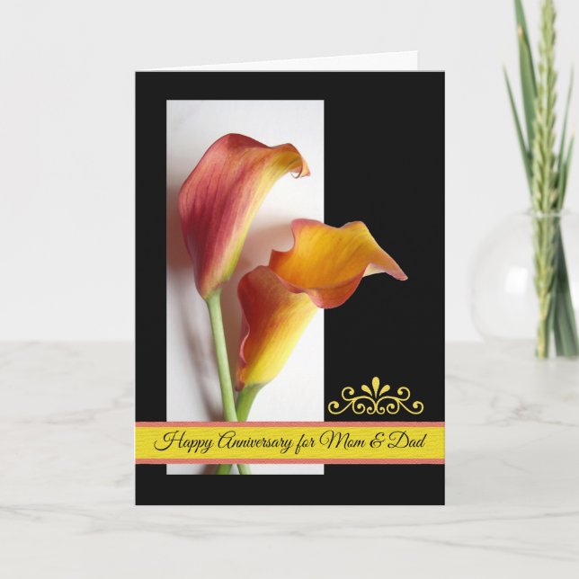 Anniversary for Mum and Dad, Pair of Calla Lilies Card (Front)