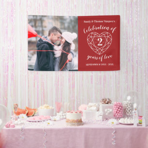 Anniversary garnet red heart personalised photo banner