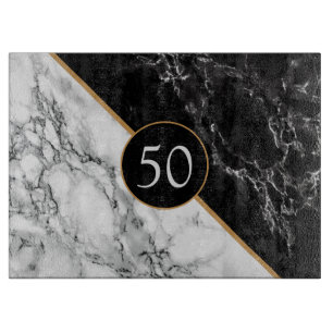 Anniversary Gift Cutting Board Black White Marble