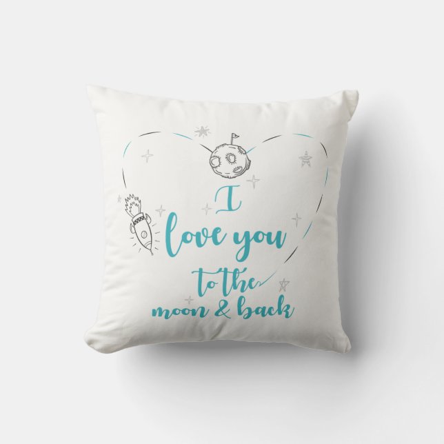 Anniversary gift, I love you to the moon and back. Cushion (Front)