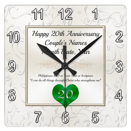 Anniversary Gifts for 20 Years of Marriage, Clock | Zazzle.co.nz