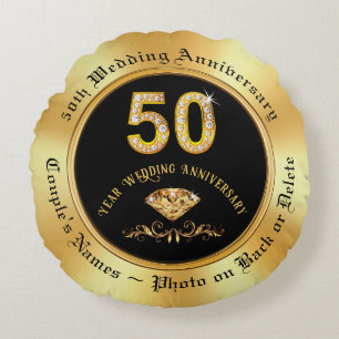 Anniversary Gifts for 50 Years of Marriage, Photo Round Cushion